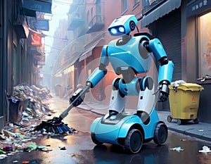 Sanitation Robot Cleaning City Streets photo