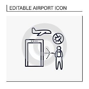 Sanitization airport line icon photo