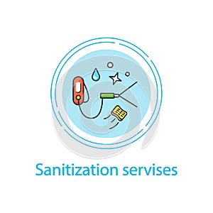 Sanitization services concept line icon photo