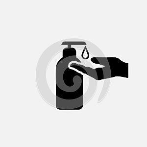 Sanitize icon. Liquid soap symbol. Flat design. Stock - Vector illustration.