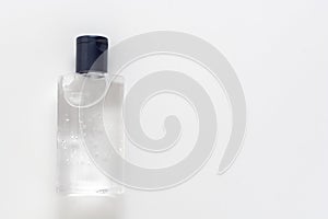 Sanitizer bottle, antibacteria gel on white background photo