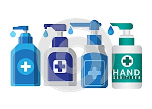 Sanitizer bottle pumb vector illustration bundle set