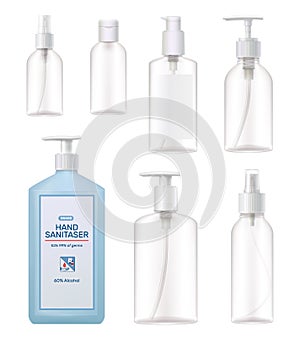 Sanitizer Bottles Realistic Set