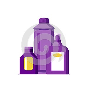 Sanitizer  three types of hand antiseptics or sanitzers. Flat illustration of sanitizers on white background