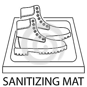 Sanitizing mat. Shoes disinfection. Antibacterial equipped in flat style. Disinfection carpet for shoes. Disinfectant mat. Sterile