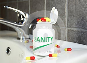 Sanity pills in a bottle photo
