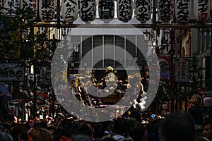 Sanja Matsuri lanterns and portable shrine photo