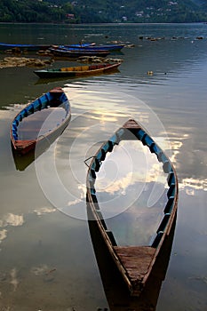 Sank into the evening sunset in pokhara photo