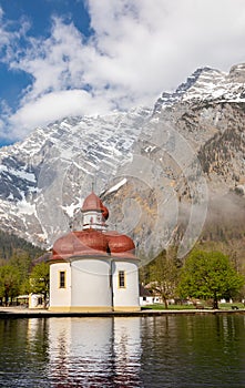 Sankt Bartholomae, church at lake Koenigssee photo