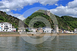 St. Goarshausen and Burg Katz Castle near the Loreley in the Rhine Gorge, Upper Middle Rhine Valley UNESCO World Heritage Site