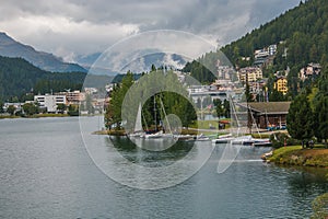 Sankt Moritz city on the lake photo