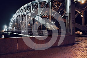 Sankt-Petersburg bridge night light architecture details metal