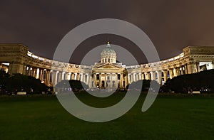 Sankt Petersburg in the night. Kazan Cathedral view.