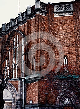 Sankt-Petersburg old building architecture brick wall church