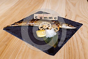 Sanma Shioyaki or Grilled Summa Fish with Salt