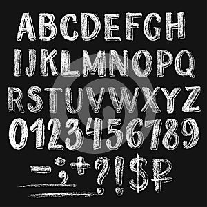 Sans serif chalk roman alphabet