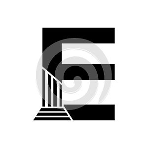 Sans Serif Letter E Pillar Law Logo