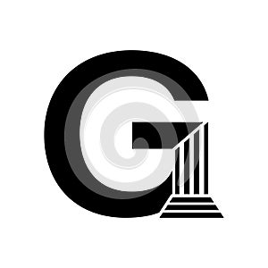 Sans Serif Letter G Pillar Law Logo