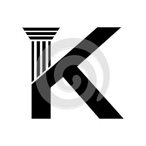 Sans Serif Letter K Pillar Law Logo