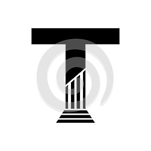 Sans Serif Letter T Pillar Law Logo