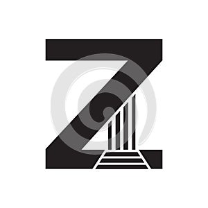 Sans Serif Letter Z Pillar Law Logo