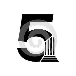 Sans Serif Number 5 Pillar Law Logo