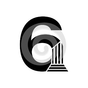 Sans Serif Number 6 Pillar Law Logo