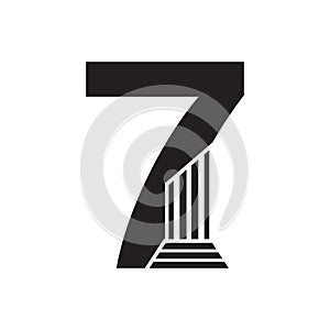 Sans Serif Number 7 Pillar Law Logo