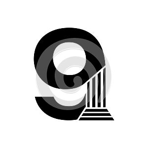 Sans Serif Number 9 Pillar Law Logo