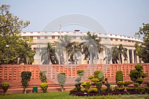 The Sansad Bhawan or Parliament Building is the house of the Parliament of India, photo