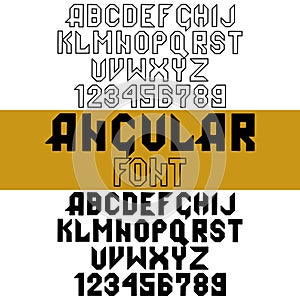 Sanserif font in the sport style. Set of letters.
