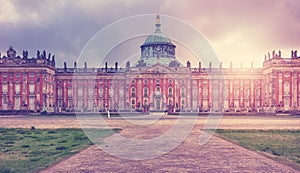 Sanssouci New Palace in Potsdam, color toning applied, Germany