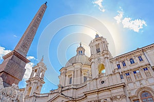 Sant`Agnese in Agone church and obelisk of Fontana dei Fiumi