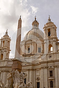 Sant'Agnese in Agone Church and Obelisk in Rome Italy