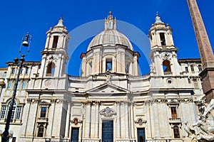Sant`Agnese in Agone church from Piazza Navona, Rome, Italy.