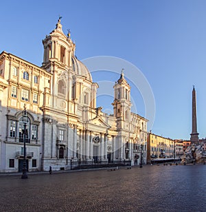 Sant Agnese Church at dawn in the Piazza Navona - Rome, Italy