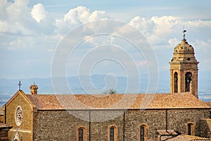 Sant`Agostino Church in Montalcino town, Val d`Orcia, Tuscany, I photo