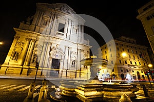 Sant Andrea della Valle basilica church in Rome, Italy. Night