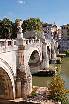 Sant Angello bridge and Tevere river at Rome photo