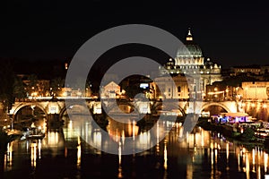 Sant' Angelo Bridge and Basilica of St. Peter photo