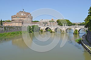 Sant Angelo bridge over Rio Tiber, Rome photo