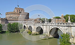 Sant Angelo bridge over Rio Tiber, Rome photo