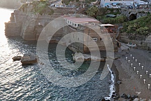 Sant`Angelo d`Ischia - Ristorante Lo Scoglio dalla litoranea al tramonto