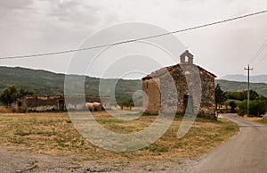 Sant`Angelo a Fasanella Italy, view of the countryside chapel, chapel of San Vito. Cilento. Countryside architecture. Stone