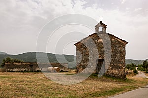 Sant`Angelo a Fasanella Italy, view of the countryside chapel, chapel of San Vito. Cilento. Countryside architecture. Stone