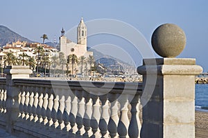 Sant Bartomeu i Santa Tecla church at Sitges, Spain photo