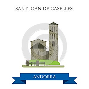 Sant Joan de Caselles Andorra flat vector attraction landmark photo
