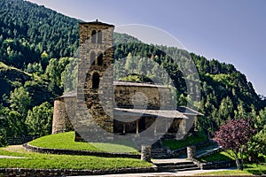 Sant Joan de Caselles Church in Andorra captured on a sunny day