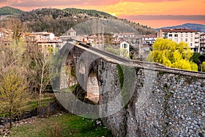 Sant Joan de les Abadesses, Catalonia, Spain. Old bridge, Pont Vell