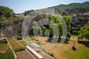 Sant Joan de les Abadesses old bridge over the Ter river